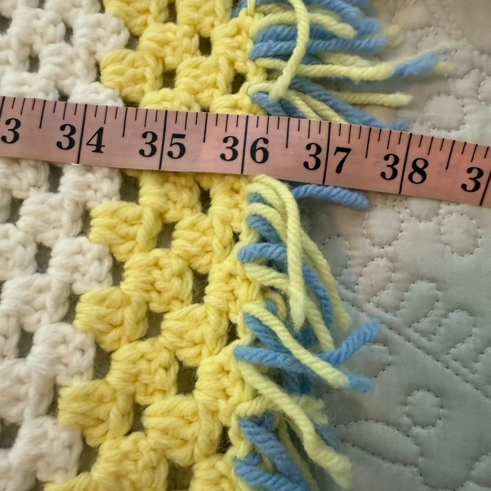 Vintage Granny Square Crocheted Throw Blanket